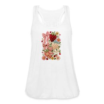 Embroidered Strawberry Garden - Women's Flowy Tank Top by Bella - white - Front - Julia (174cm)