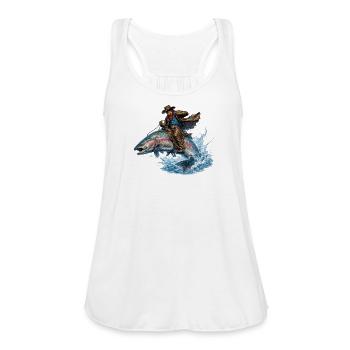 Cowboy Riding Rainbow Trout Fish Funny Fishing Rod - Women's Flowy Tank Top by Bella - white - Front - Julia (174cm)