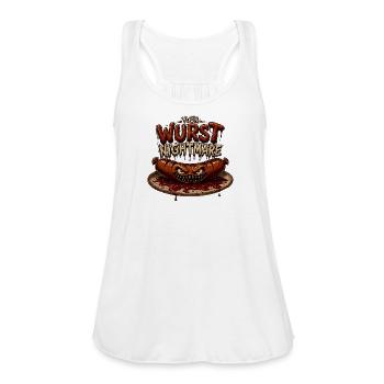 Your Wurst Nightmare - Scary Sausage Monster Shirt - Women's Flowy Tank Top by Bella - white - Front - Julia (174cm)