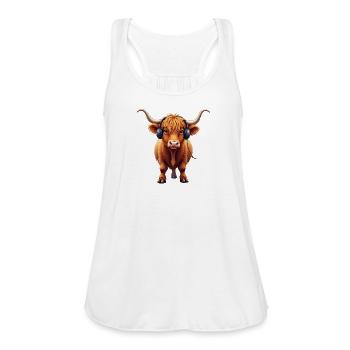 Headphone Cow Vinyl Vibes - Women's Flowy Tank Top by Bella - white - Front - Julia (174cm)