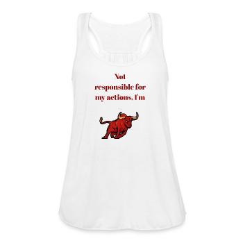 Not Responsible for My Actions Bull Tee - Women's Flowy Tank Top by Bella - white - Front - Julia (174cm)