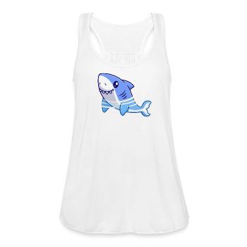 Playful Blue Shark with Wave Swirl - Women's Flowy Tank Top by Bella - white - Front - Julia (174cm)