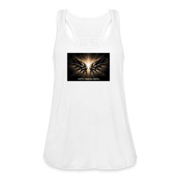 Wings of Light: Faith Above Fear - Women's Flowy Tank Top by Bella - white - Front - Julia (174cm)