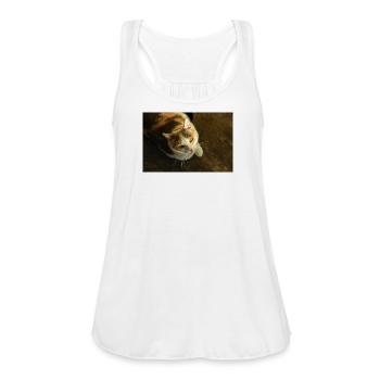 Cat Looking Up - Women's Flowy Tank Top by Bella - white - Front - Julia (174cm)