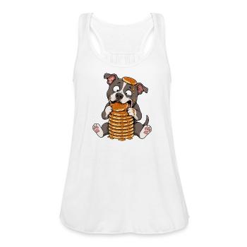 Pitbull Pancakes Funny Dog Cartoon - Women's Flowy Tank Top by Bella - white - Front - Julia (174cm)