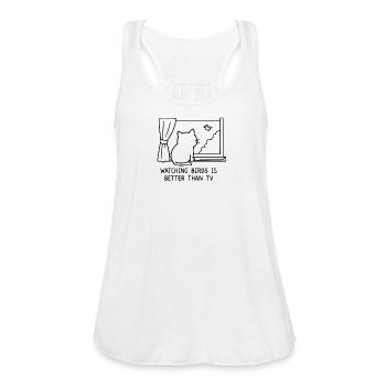 Watching Birds Is Better Than TV Cute Cat Window - Women's Flowy Tank Top by Bella - white - Front - Julia (174cm)