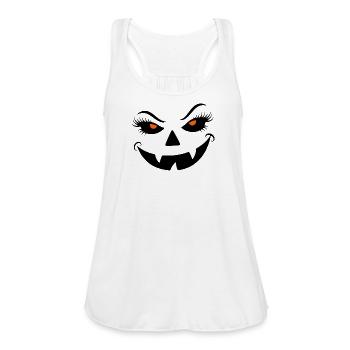 Jack-O-Lantern - Spooky Halloween Face - Women's Flowy Tank Top by Bella - white - Front - Julia (174cm)