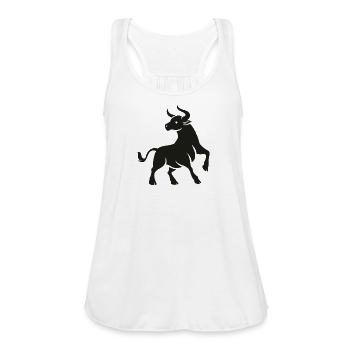 Powerful Taurus Bull – Zodiac Sign Symbol - Women's Flowy Tank Top by Bella - white - Front - Julia (174cm)