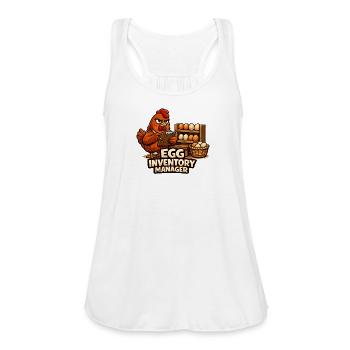 Egg Inventory Manager: Poultry Clerk Cartoon - Women's Flowy Tank Top by Bella - white - Front - Julia (174cm)