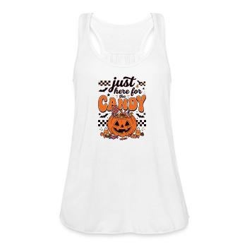 Just Here for the Candy Halloween - Women's Flowy Tank Top by Bella - white - Front - Julia (174cm)
