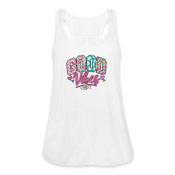 Floral Retro Sticker - Women's Flowy Tank Top by Bella - white - Front - Julia (174cm)