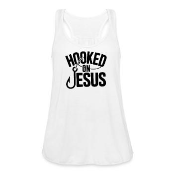 Hooked On Jesus - Women's Flowy Tank Top by Bella - white - Front - Julia (174cm)