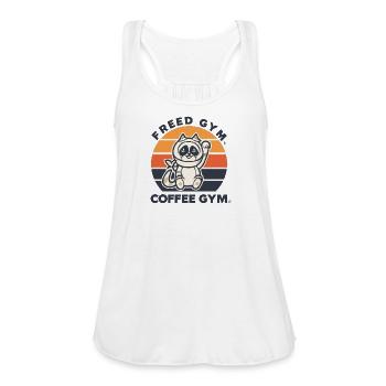 Coffee Gym Raccoon Mascot - Women's Flowy Tank Top by Bella - white - Front - Julia (174cm)