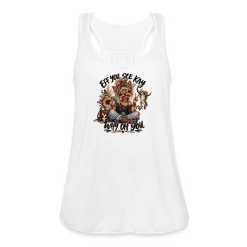 Boho Pup Vibes Tee - Women's Flowy Tank Top by Bella - white - Front - Julia (174cm)