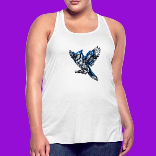 Silver Blue Jay Open Wing Perch - Women's Flowy Tank Top by Bella