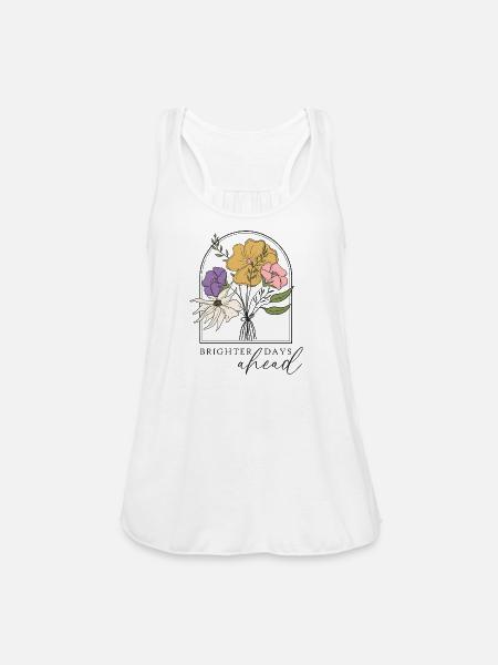 Floral Bouquet with Inspirational Quote - Women's Flowy Tank Top by Bella - white