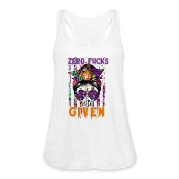 Zero Fucks Given - Women's Flowy Tank Top by Bella - white - Front - Julia (174cm)