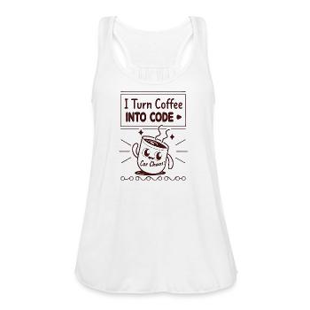 I Turn Coffee Into Code Mug - Women's Flowy Tank Top by Bella - white - Front - Julia (174cm)