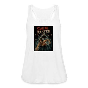 Swim Faster - Shark Attack Horror Swimming Pool  - Women's Flowy Tank Top by Bella - white - Front - Julia (174cm)