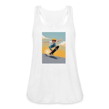Sunset Kickflip Kid - Women's Flowy Tank Top by Bella - white - Front - Julia (174cm)