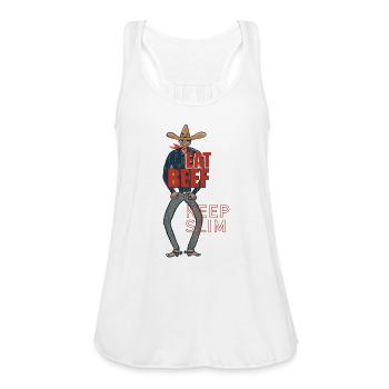 Eat beef - Women's Flowy Tank Top by Bella - white - Front - Julia (174cm)