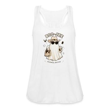 Boo-Jee Cowgirl Ghost with Coffee & Sunglasses - Women's Flowy Tank Top by Bella - white - Front - Julia (174cm)
