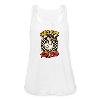 Quack First Think Later Cool Gangster Duck Streetw - Women's Flowy Tank Top by Bella - white - Front - Julia (174cm)