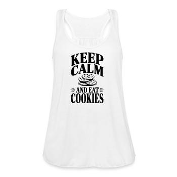 Keep Calm And Eat Cookies - Women's Flowy Tank Top by Bella - white - Front - Julia (174cm)