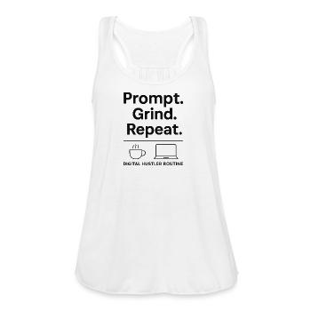 Prompt Grind Repeat Digital Hustle - Women's Flowy Tank Top by Bella - white - Front - Julia (174cm)