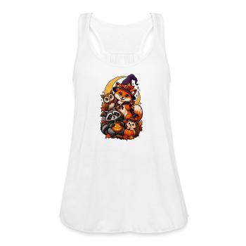 Halloween Woodland Friends Fox Raccoon Owl - Women's Flowy Tank Top by Bella - white - Front - Julia (174cm)