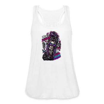 Built Different Skull Neon Chaos - Women's Flowy Tank Top by Bella - white - Front - Julia (174cm)