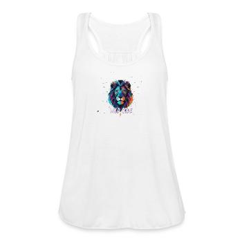 Wild Code Lion Neon Splash - Women's Flowy Tank Top by Bella - white - Front - Julia (174cm)