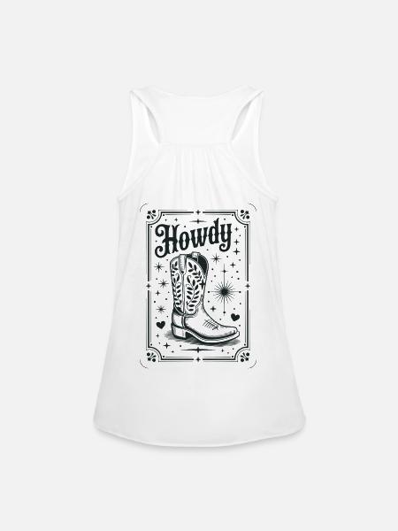 Howdy Boots Western Night - Women's Flowy Tank Top by Bella - white