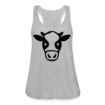cow - Women's Flowy Tank Top by Bella - heather gray - Front - Julia (174cm)