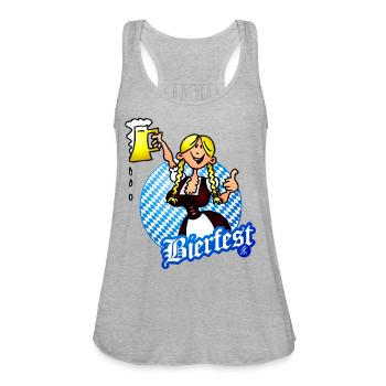 Bierfest II - Gretl in a dirndl with a mug of beer - Women's Flowy Tank Top by Bella - heather gray - Front - Julia (174cm)