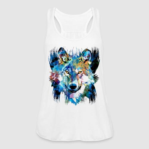 Blue Wolf Head | Siberian Wolf Face | Lupo - Women's Flowy Tank Top by Bella