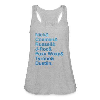 nick list - Women's Flowy Tank Top by Bella - heather gray - Front - Julia (174cm)