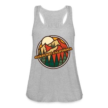 Oakhurst California Mountain Hiking Print - Women's Flowy Tank Top by Bella - heather gray - Front - Julia (174cm)
