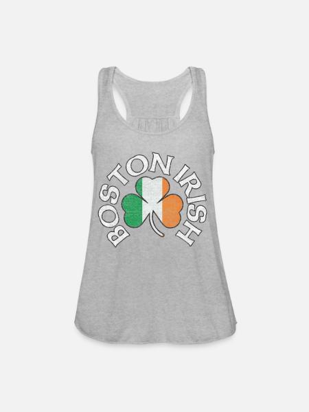 Boston Irish Shamrock Flag Clothing - Women's Flowy Tank Top by Bella - heather gray