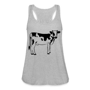 cow - Women's Flowy Tank Top by Bella - heather gray - Front - Julia (174cm)