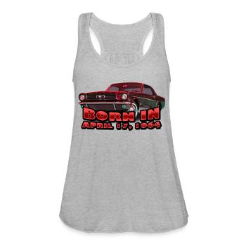 April Mustang - Women's Flowy Tank Top by Bella - heather gray - Front - Julia (174cm)