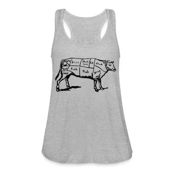 Cuts of Beef - Women's Flowy Tank Top by Bella - heather gray - Front - Julia (174cm)
