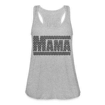 Checkered Mama - Women's Flowy Tank Top by Bella - heather gray - Front - Julia (174cm)