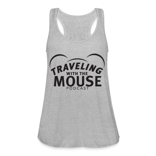 TravelingWithTheMouse logo transparent blk LG Crop - Women's Flowy Tank Top by Bella