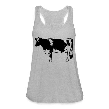 cow - Women's Flowy Tank Top by Bella - heather gray - Front - Julia (174cm)