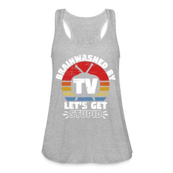 By TV Lets Get Stupid - Women's Flowy Tank Top by Bella - heather gray - Front - Julia (174cm)