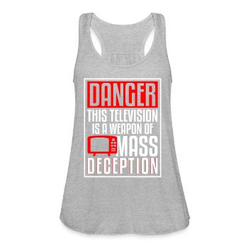 TV Weapon Of Mass Deception - Women's Flowy Tank Top by Bella - heather gray - Front - Julia (174cm)