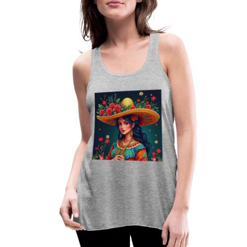 Mexican Design, Regional Mexican Charro Woman - Women's Flowy Tank Top by Bella