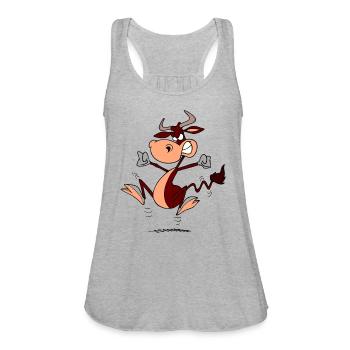Cow Cow Cartoon - Women's Flowy Tank Top by Bella - heather gray - Front - Julia (174cm)