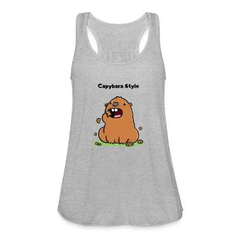 CAPYBARA STYLE - Women's Flowy Tank Top by Bella - heather gray - Front - Julia (174cm)